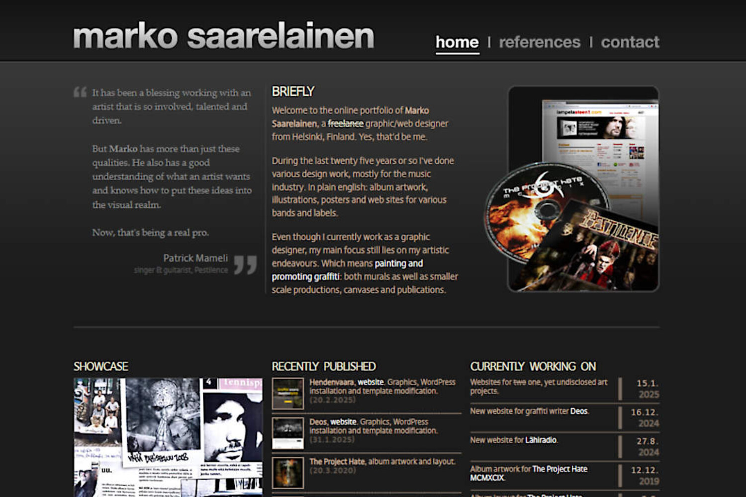 A screenshot from a dark grey toned website.